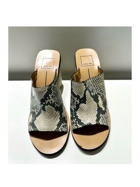 Dolce Vita Black & Cream Snake-Print Mule Wedges